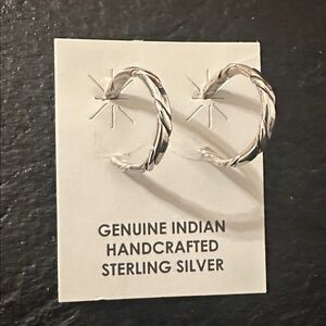 Navajo Tahe Sterling Silver Hoop Earrings